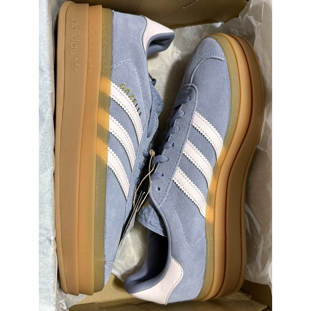 Adidas Gazelle Bold J Sneakers Sz 6.5 Youth Silver Violet Pink Gum Sole - Picture 2 of 6